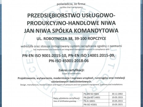 ISO 9001, 14001:2015, 45001